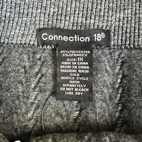 Connection 18 SIZE 1X Patterned Textured Seamless Fleece Lined Mid Rise Leggings - Picture 4 of 8